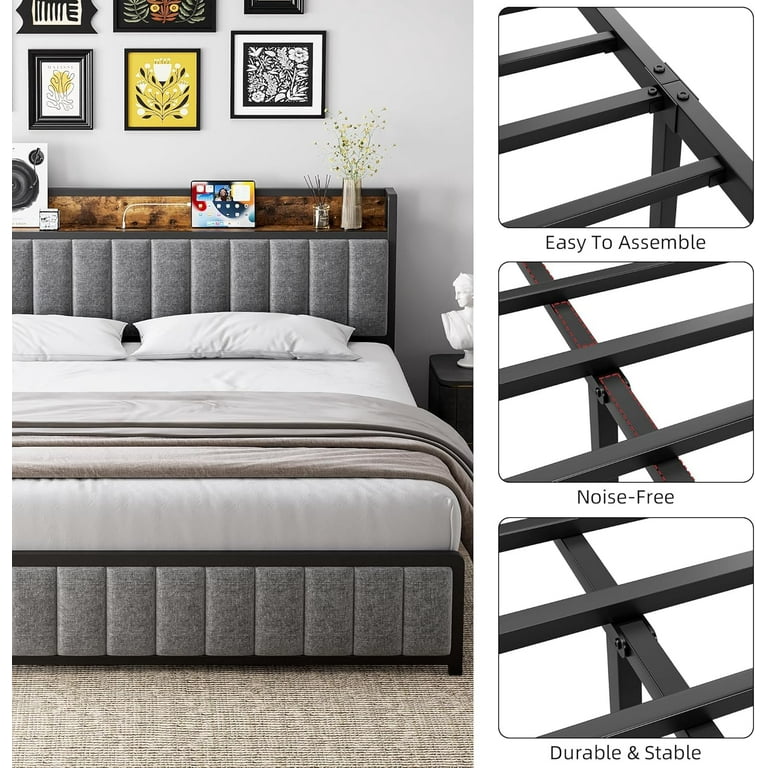 Whizmax New Upholstered Platform Bed Frame with Storage
