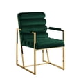 thumbnail image 3 of Inspired Home DC195-02HG2-UE 22 x 27.8 x 37 in. Posh Living Makynlee Upholstered Chair with Stainless Steel Frame, Hunter Green & Gold - Set of 2, 3 of 8