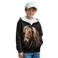 thumbnail image 3 of Chririnla Classic Horse Fuzzy Hooded Sweatshirt for Boys and Girls - Lightweight Comfy Casual Pullover with Pockets for Fall and Winter Outdoor Wear, 3 of 7