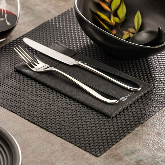 Colourtree Black 4 Pcs Table Placemats Woven Washable Placemats - Heat Tolerant No Stain Kitchen Placemats Pewter Mesh Easy To Clean