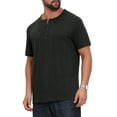 thumbnail image 4 of INSPIRE CHIC Men's Henley Short Sleeve Button Down Jacquard Texture Knitted T-Shirts M Black, 4 of 6