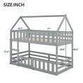 thumbnail image 2 of Harper & Bright Designs Twin Over Twin House Bunk Bed with Fence and Door, Solid Wood Playhouse Bed with Roof for Bedroom, Gray, 2 of 17