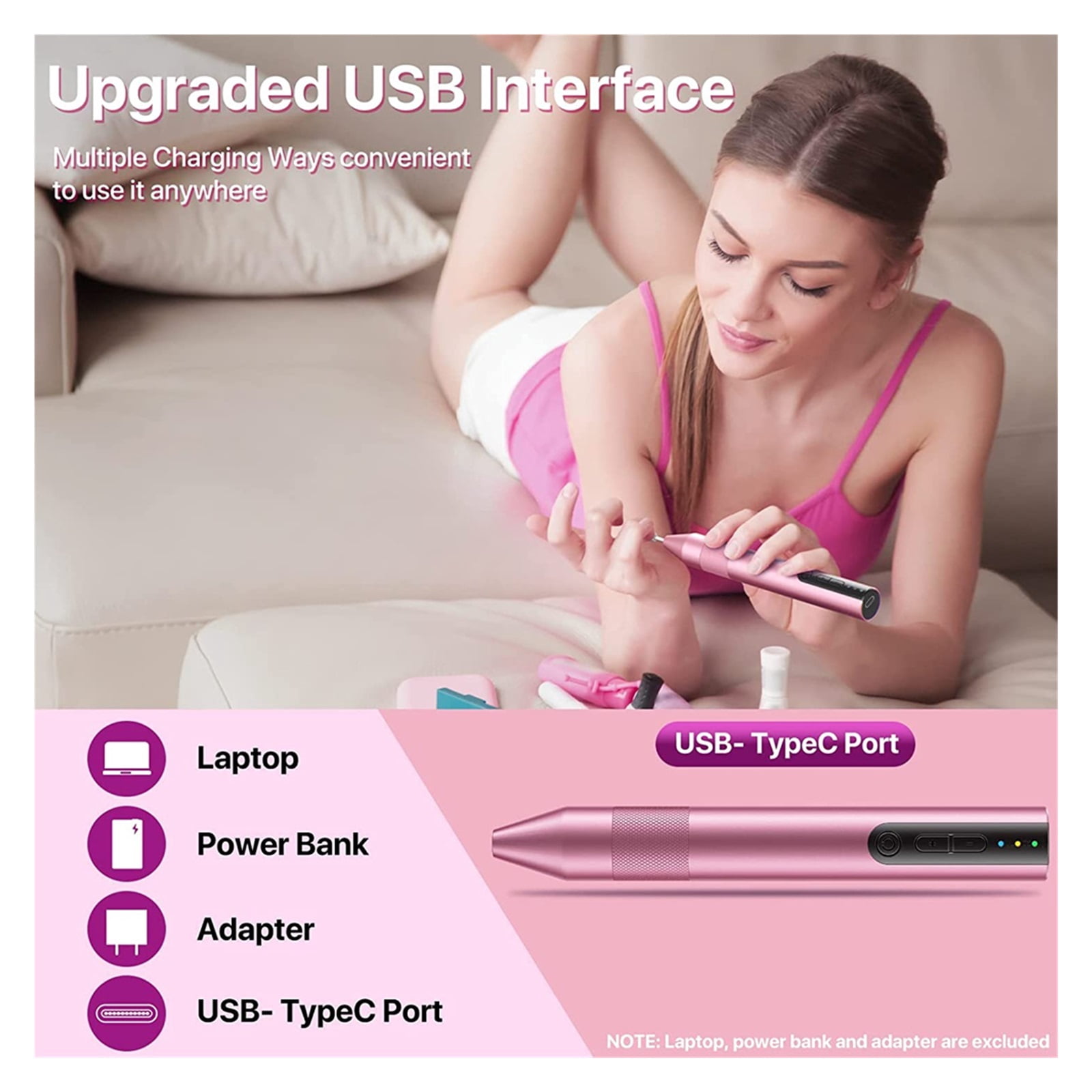 Cordless Electric Nail Drill Machine For Acrylic Nails Gel Polish Remove Manicure Pedicure Nail File Tools Salon Nail Equipment ,Lightweight and Portable