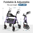 thumbnail image 5 of ZOTO Foldable Rollator Walker with Seat - Height Adjustable Lightweight Rolling Walker for Seniors - Sturdy Reinforced Carbon steel Frame VR2-PU, 5 of 7