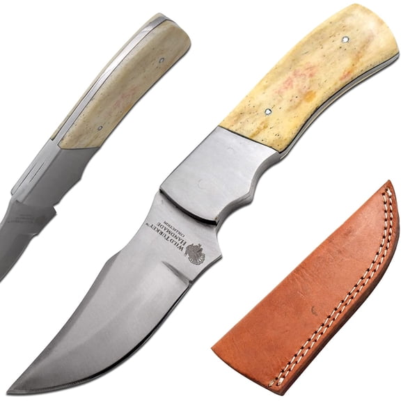 Wild Turkey Handmade 8-inches Stainless Steel Fixed Blade EDC Hunting Knife with Sheath