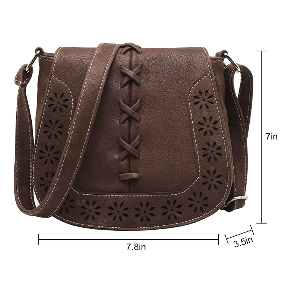 Women Leather Vintage Retro Hollow Bag Crossbody Bag Shoulder Bag Handbag Purse