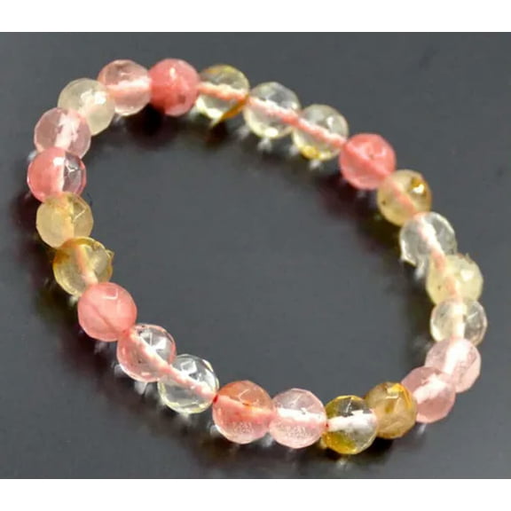 K-KED Faceted 6/8/10mm Multi-Color Watermelon Tourmaline Elastic Bracelet 7.5''-8 mm
