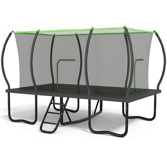 Jump Into Fun Rectangle Trampoline 8x14FT, 2000LBS Weight Capacity Heavy Duty Outdoor Large Gymnastics Trampolines for Kids and Adults with Enclosure Net