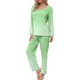 thumbnail image 1 of Puntoco Traje De Manga Larga + Pantalón Con Cuello En V Estampado Informal A La Moda Para Mujer Verde Menta L, 1 of 6