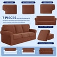 thumbnail image 5 of Subrtex 9-Piece Stretch Sofa Slipcover Sets with 4 Backrest Cushion Covers and 4 Seat Cushion Covers (Oversize Sofa, Brick), 5 of 8
