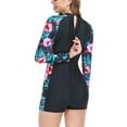 thumbnail image 4 of SWSMCLT Women's Long Sleeve Swimsuit Swimming One Piece Swimsuit One Piece Rash Guard Padded Short Summer Zip Red 4, 4 of 5
