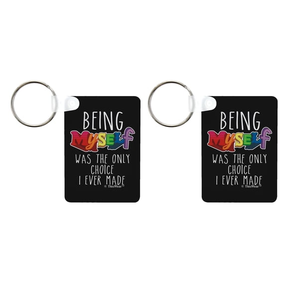 ThisWear Gay Pride Keytag Being Myself Was The Only Choice I Ever Made 2-Pack Aluminum Rectangle Keychain