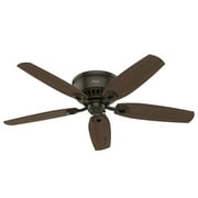Hunter - Builder Indoor Low Profile Ceiling Fan With Light, 52-inch, New Bronze, Traditional-style, 3-speed WhisperWind Motor, 53327, for Living Rooms, Bedrooms