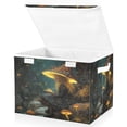 thumbnail image 2 of WOBOGO Mushroom Lass Large Collapsible Storage Box Flip Lid Fabric Decorative Organizer Container Basket with Handles 16.5×12.6×11.8in, 2 of 7