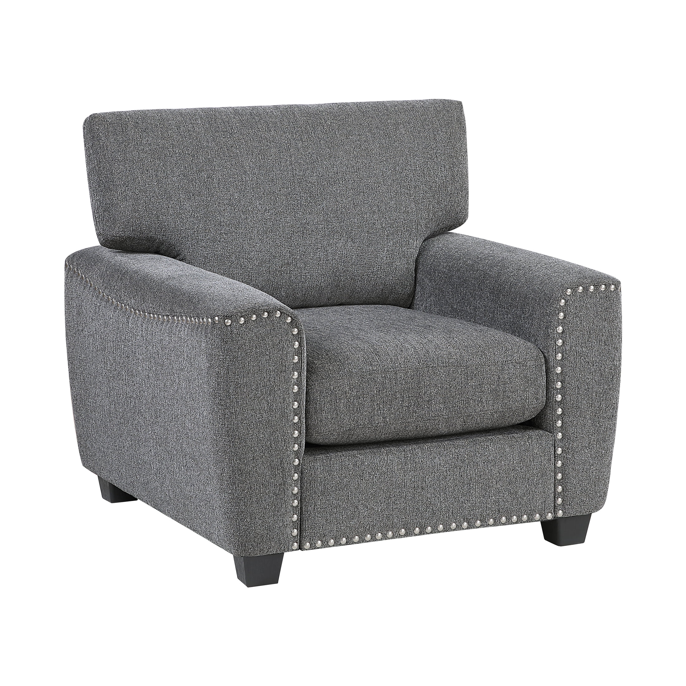 OakvillePark Eldertide Chenille Accent Chair with Nailhead Trim, Dark Gray