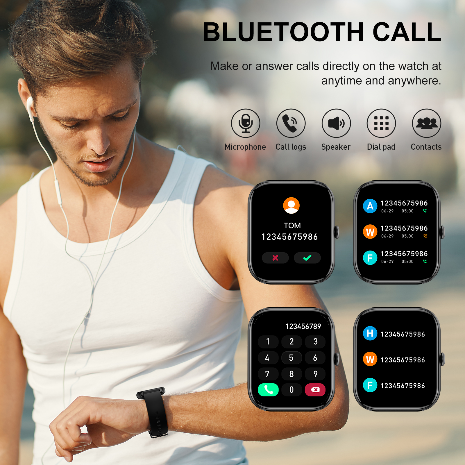 VOPOCO Smart Watches for Women Men(Answer/Make Call), 1.85" Large HD Screen Smartwatch for iPhone Android Phones, IP68 Waterproof Fitness Watch with 100+ Sport Modes