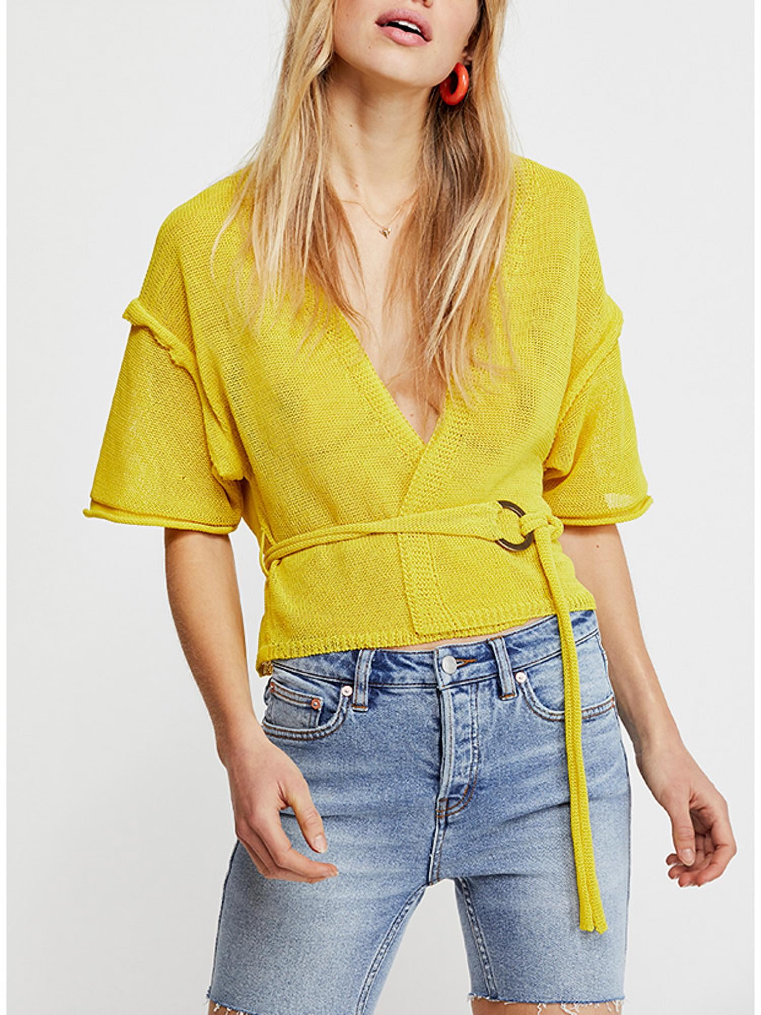Free People Sweaters | Free People Oh Hello Tie Waist Cardigan | Color: Yellow | Size: Xs | Bubntif's Closet