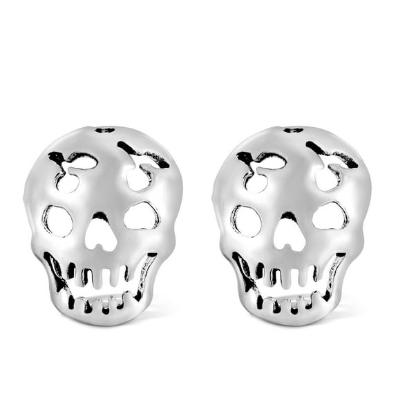 Unique and Edgy Sterling Silver Skull Post Stud Earrings