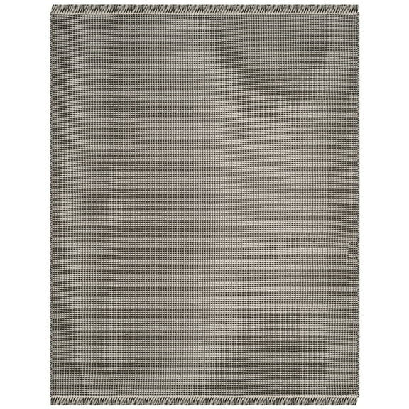 SAFAVIEH Montauk Patton Geometric Cotton Area Rug, Ivory/Black, 10' x 14'