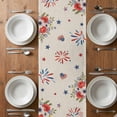 thumbnail image 4 of Table Runner 72 Inches Long for Kitchen Dining, Independence Day Dresser Scarf Farmhouse, Dining Table Decorations for Wedding/Parties, Cow Patriotic Usa Flag Firework Floral 13 x 72 In, 4 of 8