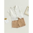 thumbnail image 4 of Musuos Kids Boys Summer Outfits 6 12 18 24M 3 4Y Short Sleeve Turn-Down Collar Shirts and Elastic Waist Shorts Toddler Clothes Set, 4 of 10