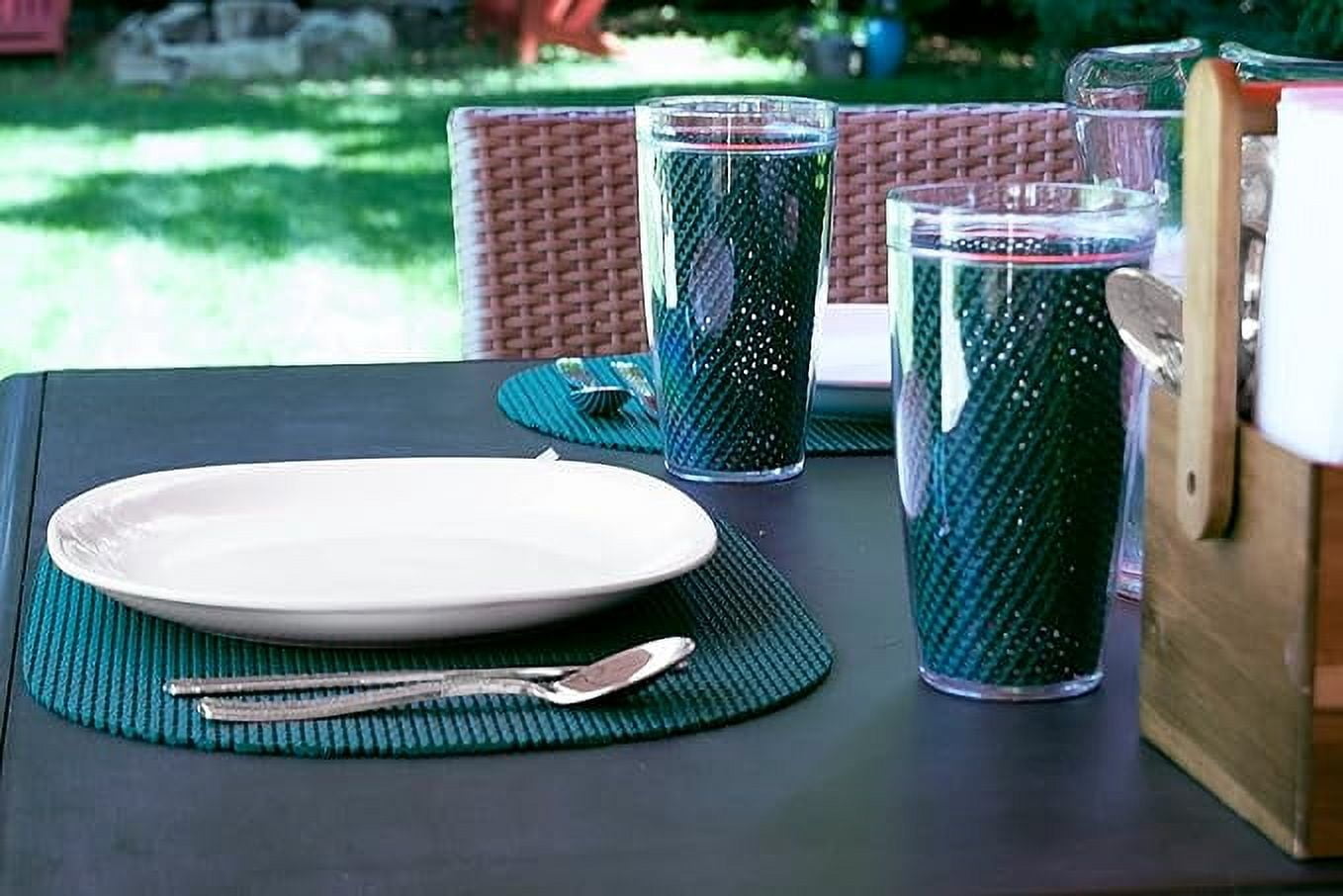 Kraftware Fishnet Oval Placemat 17"x12" (Set/6) Add Fun and Color to your Outdoor Dining – Real Jute Material – Hunter Green