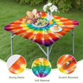 thumbnail image 4 of Rainbow Tie Dye Mandala Pattern Square Fitted Tablecloth with Elastic Edge,Square Table Cover,Washable Elastic Table Cover for Home Kitchen Party Decor 34"x34", 4 of 6
