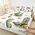 thumbnail image 3 of Homewish Green Cactus Botanical Bed Sheets, Wetsern Princess Hat King Sheets, Pink Cherry Blossoms Sheet Set, Super Cozy Room Decor, 4 Pieces, 3 of 7