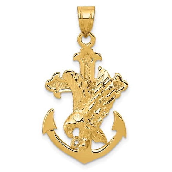 14K Yellow Gold Mariner Cross with Eagle Anchor Pendant Charm
