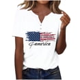 thumbnail image 2 of Mifsaly Independence Day Tops for Women 4Th Of July Cotton T-Shirt Henley V Neck Button Closure Short Sleeve Shirt Patriotic Stars and Stripes Print Loose Fit Flowy Top XXL, 2 of 7