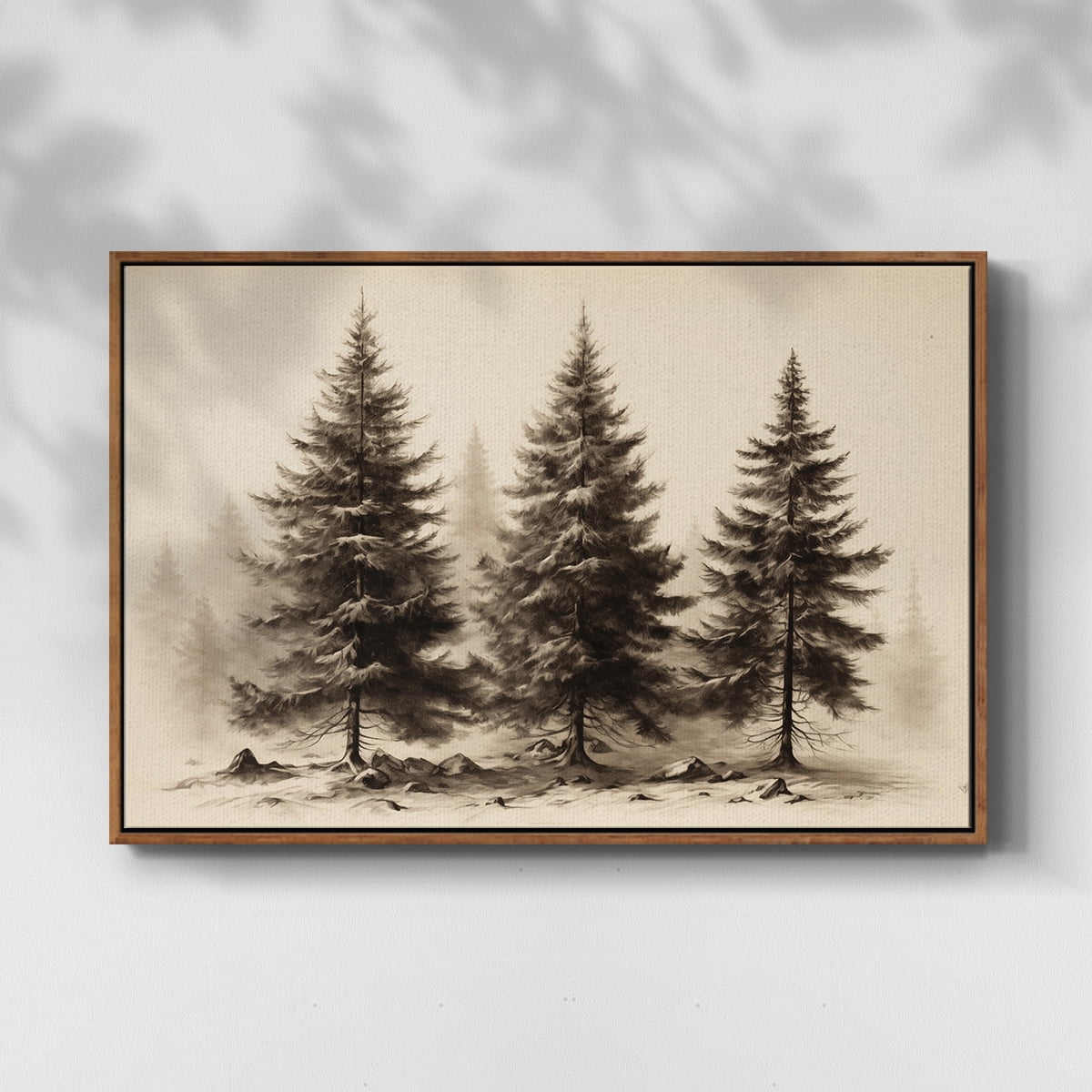 Vintage Landscape-CLXX By Wexford Home Framed in Walnut Wood Gallery Wrapped Canvas 25 in. x 37 in.