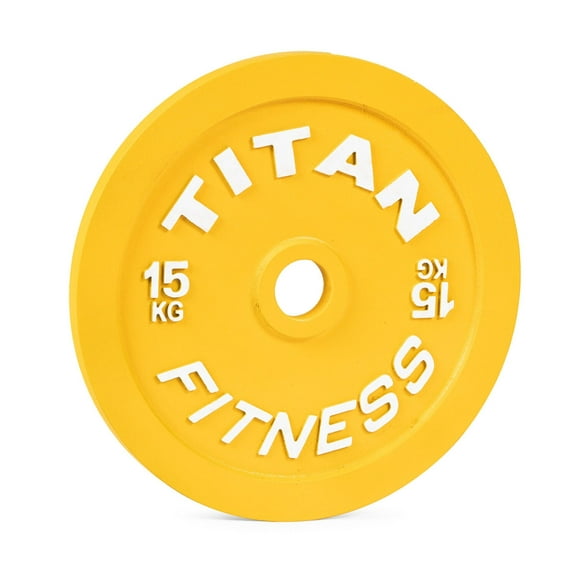 Titan Fitness 15 KG Olympic Calibrated Steel Powerlifting Plate, Machine Precision Steel Discs, Sold Individually
