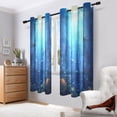 thumbnail image 7 of 2 Panels Set Blackout Curtains Thermal Insulated Sun Protection Room Darkening Drapes for Bedroom Deep Blue Ocean, 7 of 7