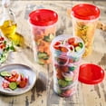 thumbnail image 2 of 12 Pack Twist Cap Food Storage Containers with Red Screw on Lid- 48 oz Reusable Meal Prep Containers - Large Freezer Containers Microwave Safe Red Plastic Food Storage, 2 of 6