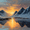 Mountain Sunset Reflection, variant on UXIEQU Mountain Sunset Reflection Canvas Wall Art Print 15.75x11.81 Inches