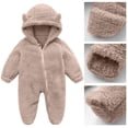 thumbnail image 2 of Baby Boys Girls Winter Outfit Bear Hooded Zip-Up Jumpsuit Full Body Scratch Protection Warm Coat for Cold Weather Outdoor Indoor Wear Infant Romper, 2 of 10