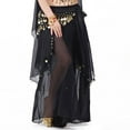 thumbnail image 5 of BellyLady Belly Dance Chiffon Coins Full Circular Skirt-rose red, 5 of 8