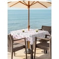 thumbnail image 3 of Outdoor Tablecloth with Umbrella Hole for Patio/Picnic/Party/Camping, Pink Grey Botanical Waterproof Table Cloth Square Cover Washable, Spring Floral Summer Farmhouse (60"x 60"), 3 of 8