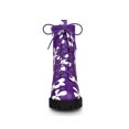 thumbnail image 6 of BLISSFUL STEP Women's Printed Platform Block Heel Combat Boots Purple 8, 6 of 8
