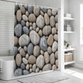 thumbnail image 5 of Pebble Stone Shower Curtain Set - Standard 72" x 72" Washable Bathtub Curtain with 12 Hooks, Modern Minimalist Nature Art Aesthetics Waterproof Fabric Stall Shower Curtains for Bathroom Décor, 5 of 6