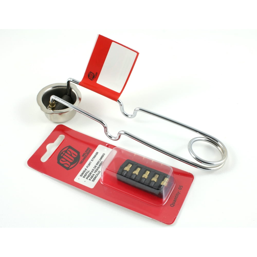 Single Flint Torch Striker / Spark Lighter + Replacement Flints (5 pkg
