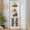 Distressed White, variant on Merluxy Curved Corner Storage Cabinet, 65" Bookcase with Doors & Shelves, Living Room, Espresso