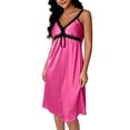 thumbnail image 2 of Blmnix Ladies Dresses Lounge Dress Slip Dress Satin Dress Under Dress Mid-Length Pink V-Neck Sleeveless Adjustable Strap Summer Dresses for Women,Free Size, 2 of 7