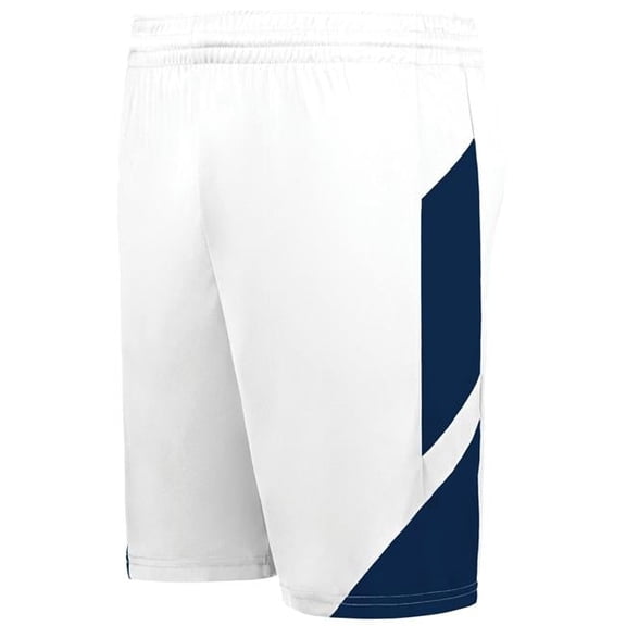 Augusta Sportswear 1737.221.S Youth Step-Back Modern Fit Basketball Shorts, White & Navy - Small