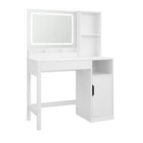 Mainstays Get Ready with Me GRWM Vanity Table with Lighted Mirror and Storage, White Finish - Walmart.com