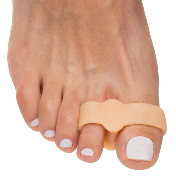 Toe Separators with 2 Loops - Soft Gel Bunion Correctors 4 Pack (Beige)