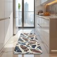 thumbnail image 4 of Blue and Brown Feather Pattern Kitchen Rug Mat,Kitchen Runner Rugs Non Skid Washable,Decorative Kitchen Floor Mats for Kitchen,Sink,Laundry,17"x47.2", 4 of 7