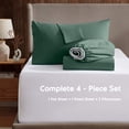 thumbnail image 2 of LammaLoe Extra Deep Pocket Twin Sheets set, Fits 18"-24" Mattress, 4 Piece Soft Microfiber Bed Sheet Sets, Dark Green, 2 of 8