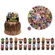 25pcs Nights Freddy Cake Decorations Cupcake Decorations 100pcs Five Nights Stickers for Freddy's Theme Birthday Party Decor