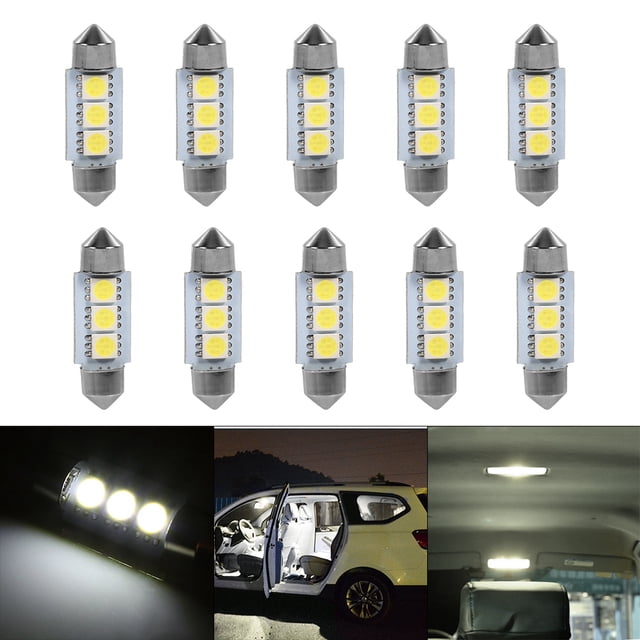Bombillas LED Para Automóvil, Lámpara Interior De 3 LED De Alto Brillo De 36 Mm, 10 Piezas Para Automóvil